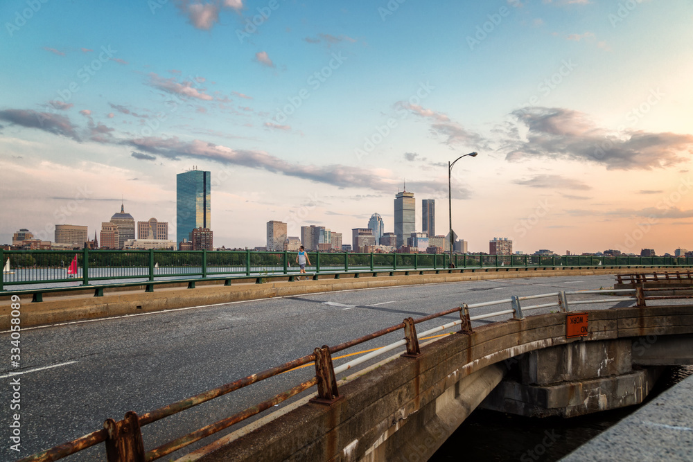 Fototapeta premium A Summer Day Sunset in Boston City