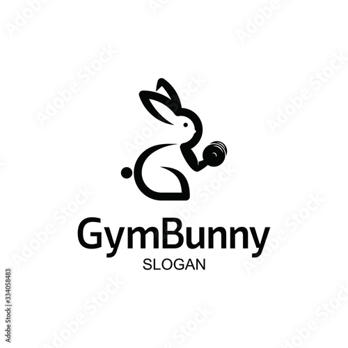 Vector illustration of rabbit gym
