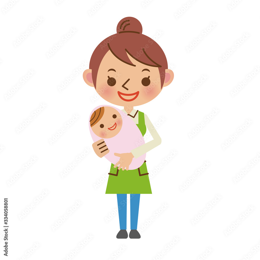 赤ちゃんを抱っこする保育士