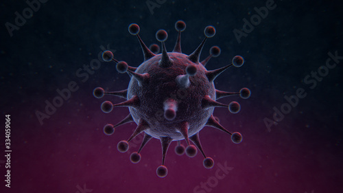 Coronavirus. Close-up 3d model of coronovirus. Virus. Epidemic. Pandemic.
