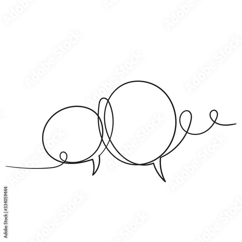 hand drawn bubble speech illustration with one single line style photo