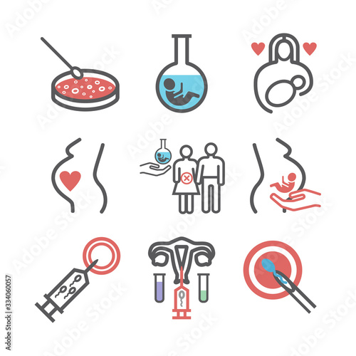Artificial insemination line icons set. Vector signs for web graphics
