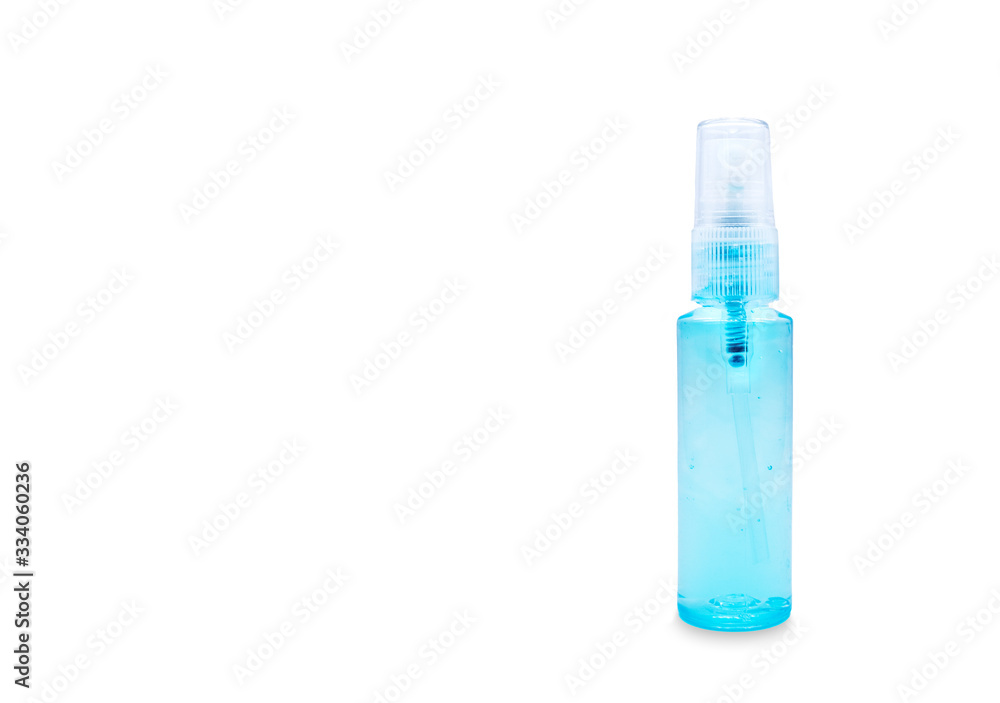 Alcohol spray bottle on white background for hygiene protect virus COVID-19 Alcohol spray bottle on white background for hygiene protect virus COVID-19