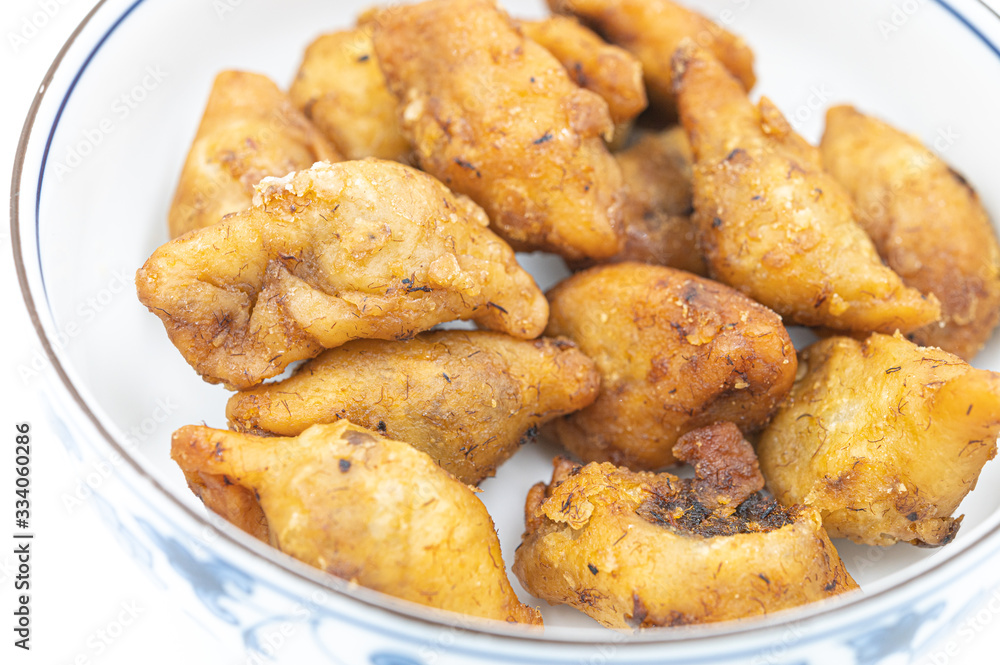 Thai Food, Thai Dessert, Deep fried stuffed minced fish wrapped with Rice Flour. Thai Food, Thai Dessert, Deep fried stuffed minced fish wrapped with Rice Flour.