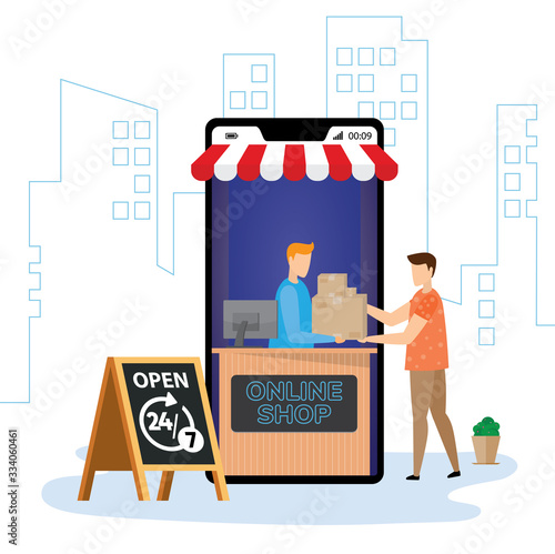 Mobile application for shopping, Online supermaket, Smartphone with shopping app.