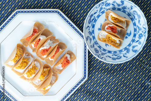 Thai food, Thai Dessert kind of Thai crispy pancake with sweet coconut, thai name Kanom Buang