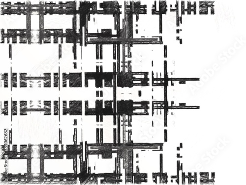 Monochrome lines. Image includes a effect the black and white tones. surface looks rough. Dark design background surface. Gray printing element.