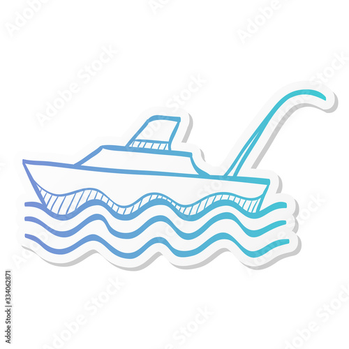 Sticker style icon - Fishing boat
