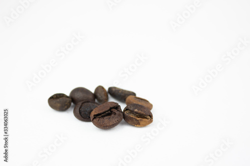 Roasted coffee beans isolated white background