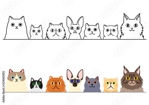 cute cartoon cats border set