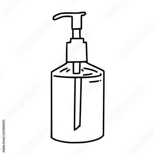 hand drawn of Coronavirus prevention hand sanitizer gel for hand hygiene corona virus protection. vector illustration.