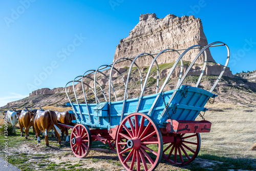 Conestoga Wagon in Scotts Bluff National Monument, Nebraska photo