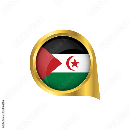 Free Download Flag of Western Sahara, location map pin, pointer flag Western Sahara, button gold, Icon country . Vector Illustration EPS10. - GFXLoad