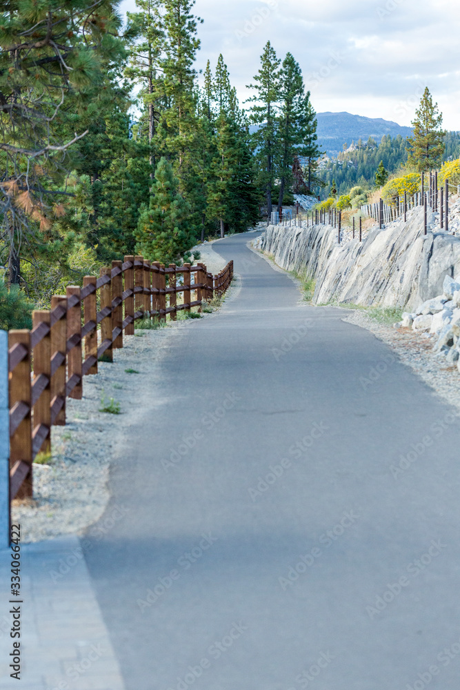 Empty walking path recreational area near Lake Tahoe