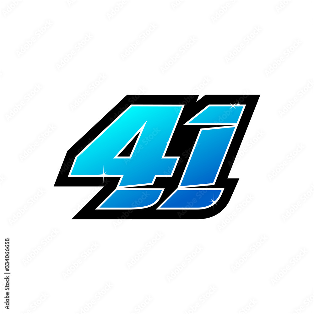 Vector Racing number 41, start racing number, sport race number with blue color isolated on white background Vector Racing number 41, start racing number, sport race number with blue color isolated on white background
