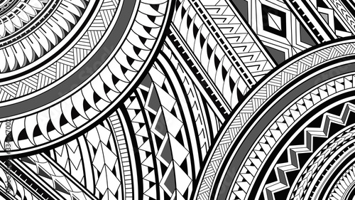 8K Maori Polynesian pattern design illustrations on a white background. photo