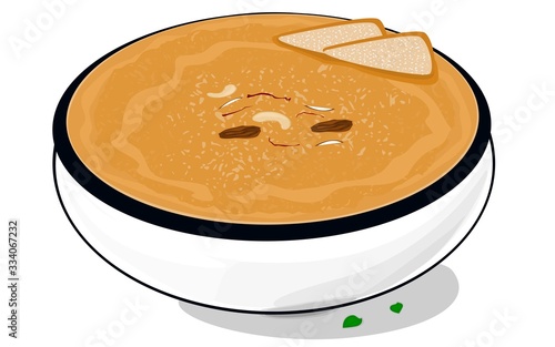Bread Halwa indian Sweet food Vector