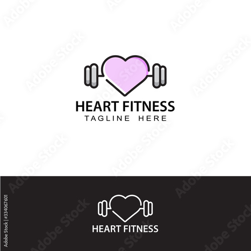 fitness heart logo template design vector