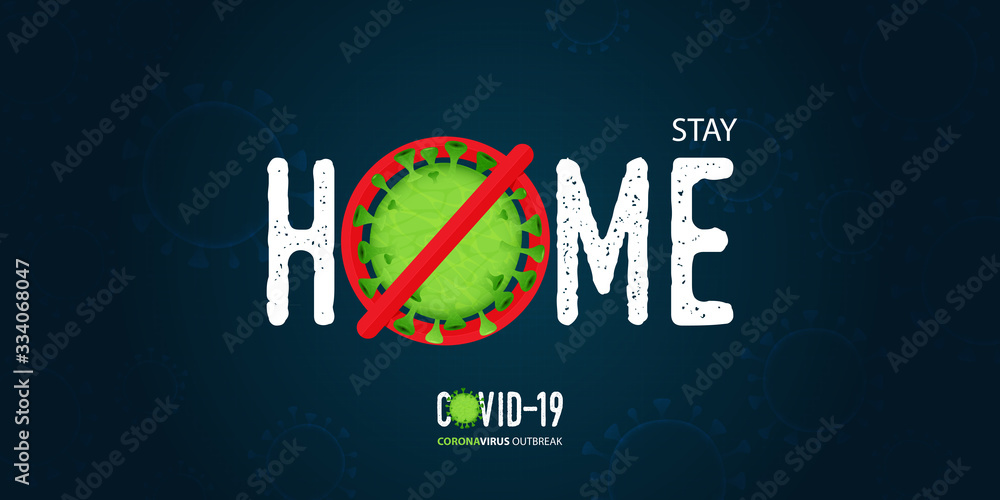 Fototapeta premium Coronavirus or covid-19 banner in social distancing concept. Stay Home banner template design for headline news. Grid abstract background. Vector illustration.