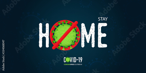 Coronavirus or covid-19 banner in social distancing concept. Stay Home banner template design for headline news. Grid abstract background. Vector illustration.