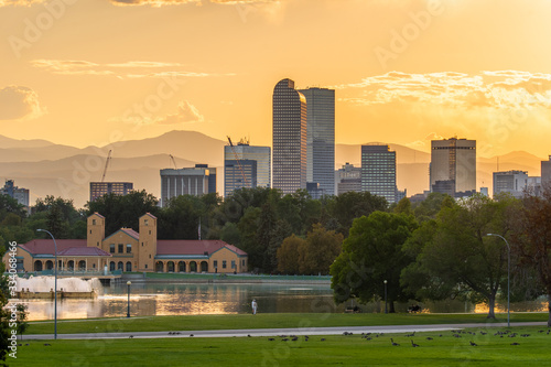 Panoramic view of Denver skyline photo