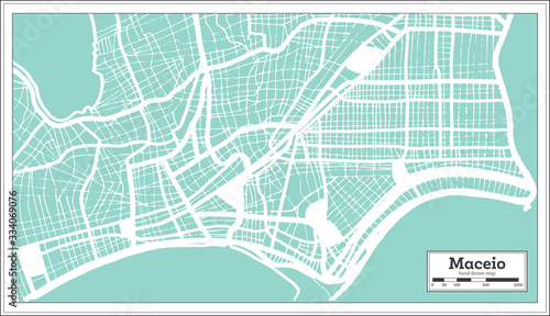 Fototapeta Maceio Brazil City Map in Retro Style. Outline Map.
