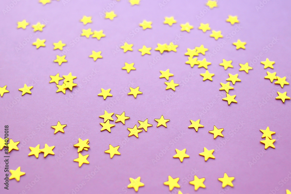 Golden stars glitter on pink background. Golden stars glitter on pink background.
