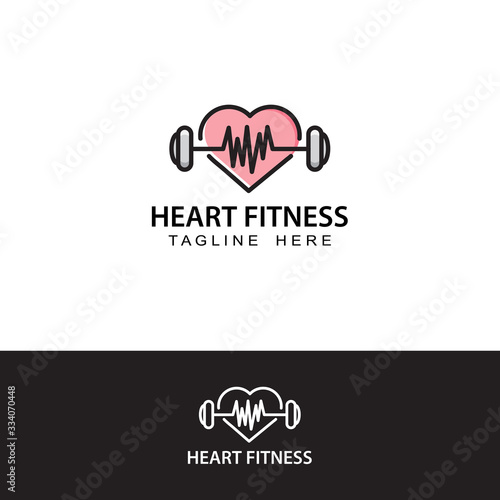 fitness heart logo template design vector