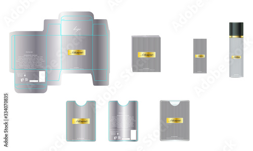 Packaging design, luxury perfume box, pocket perfume and deo design template and mock up box. Illustration vector.