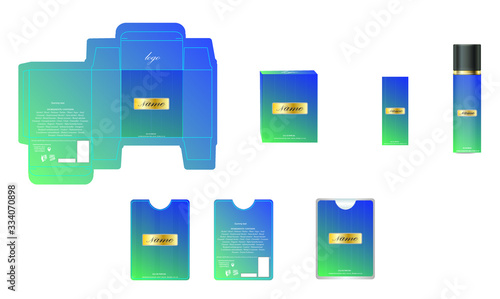 Packaging design, luxury perfume box, pocket perfume and deo design template and mock up box. Illustration vector.