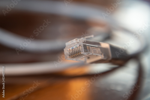 Close-up shot of Ethernet LAN cable
