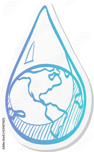 Sticker style icon - Earth water drop