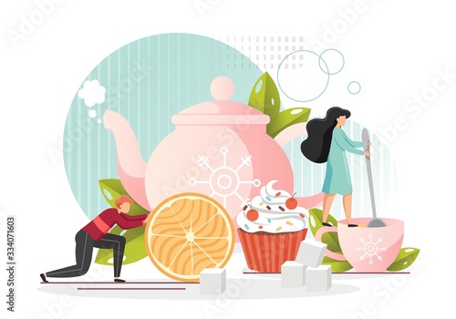 Tea party, vector flat style design illustration