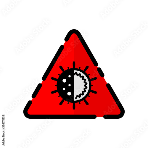 Coronavirus (2019-nCov) warning sign flat vector design isolated on white background.