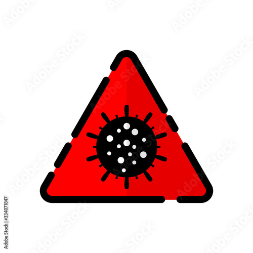 Coronavirus (2019-nCov) warning sign flat vector design isolated on white background.