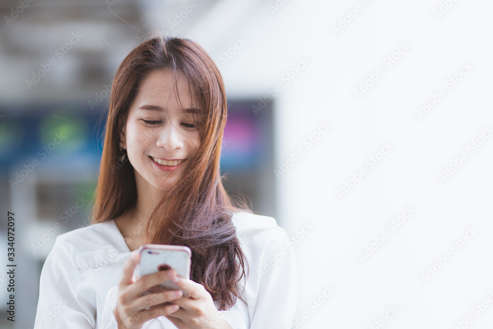 woman using modern technology working playing with happy.