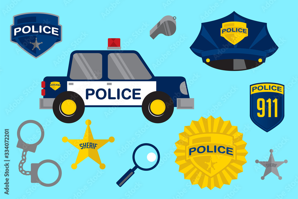 Police elements vector set
