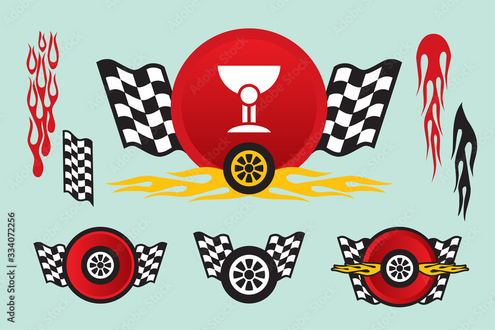 racing emblem and label set, vector symbols collection