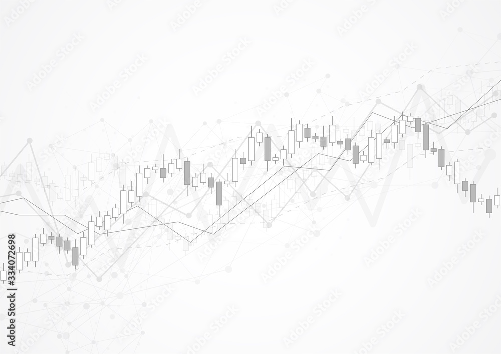 Business candle stick graph chart of stock market investment trading on white background design. Bullish point, Forex, Trend of graph. Vector illustration