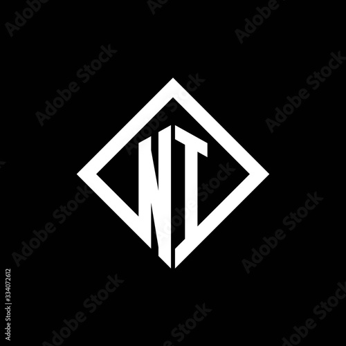 NI logo monogram with square rotate style design template