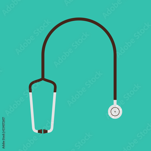 Stethoscope isolated on Green background. Medical equipment for the Doctor.