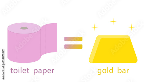 Illustration of the price equality of toilet paper and gold bullion during the economic crisis
