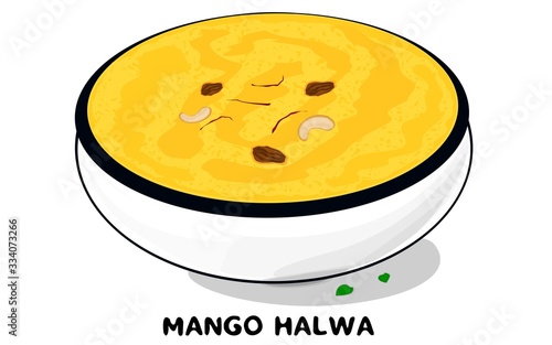 Mango ka halwa indian Sweet food Vector