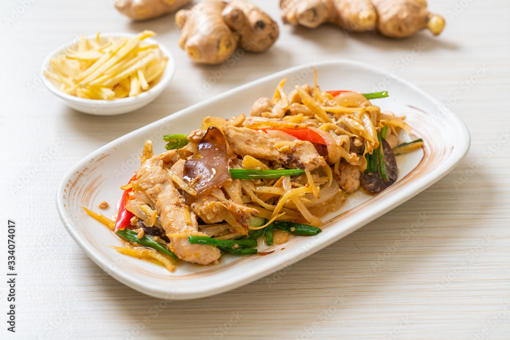 stir-fried chicken with ginger stir-fried chicken with ginger
