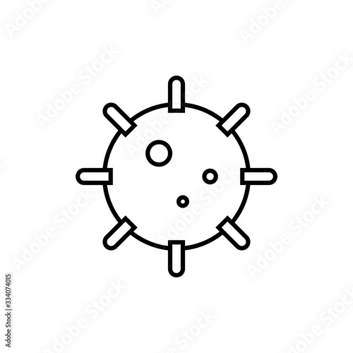 Coronavirus vector outline symbol. Sign 2019-nCoV isolated on white background. Stylized illustration of a new world virus. MERS-Cov, Covid-19, coronavirus. Abstract virus line art model illustration