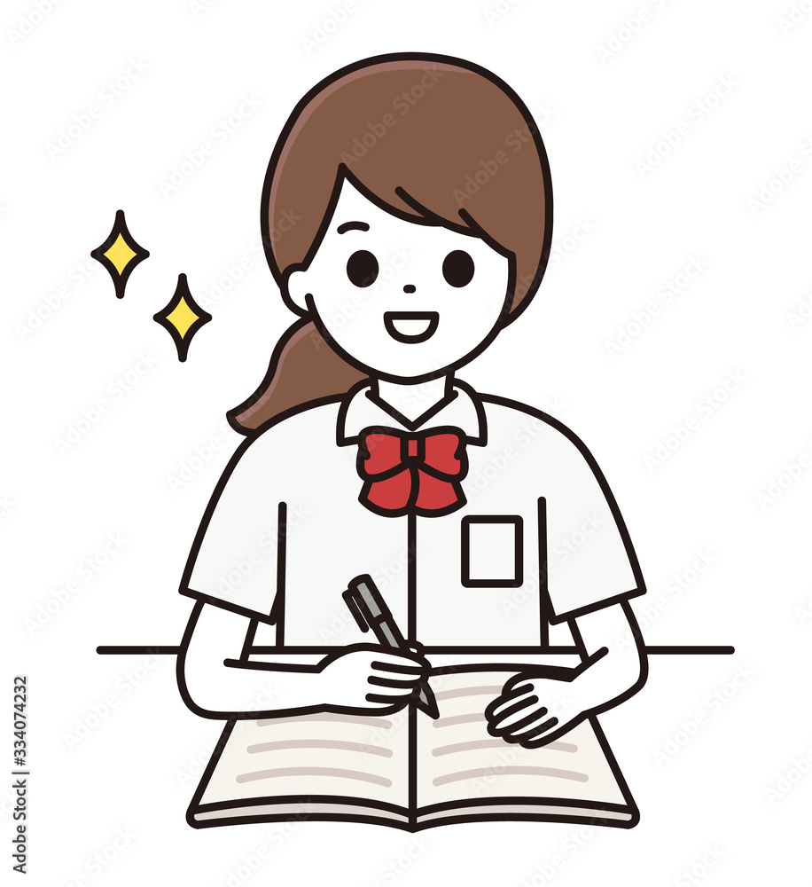 学生 女の子 勉強 イラスト Stock Vector Adobe Stock