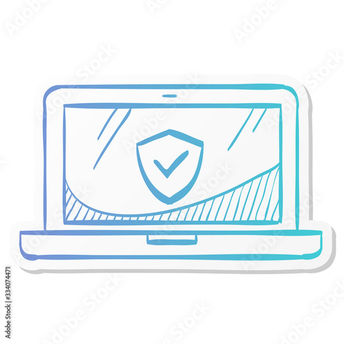 Sticker style icon - Laptops antivirus