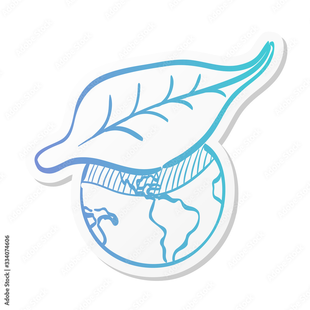 Fototapeta premium Sticker style icon - Globe leaf