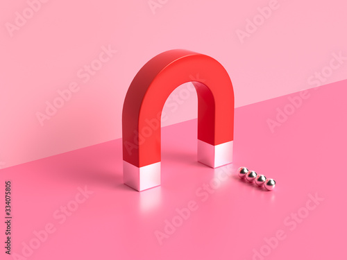 pink background 3d rendering red magnet photo