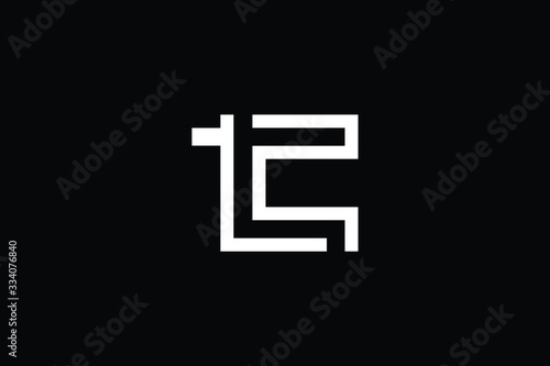 Minimal elegant monogram art logo. Outstanding professional trendy awesome artistic TC CT initial based Alphabet icon logo. Premium Business logo White color on black background